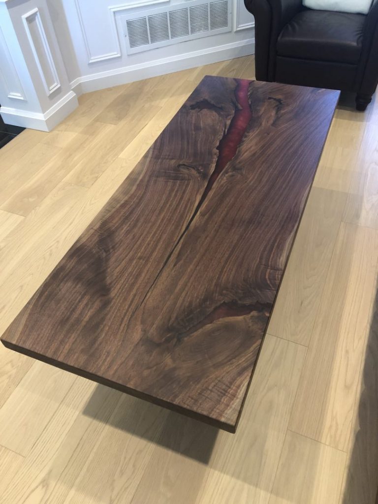 Walnut Coffee Table - Red Epoxy
