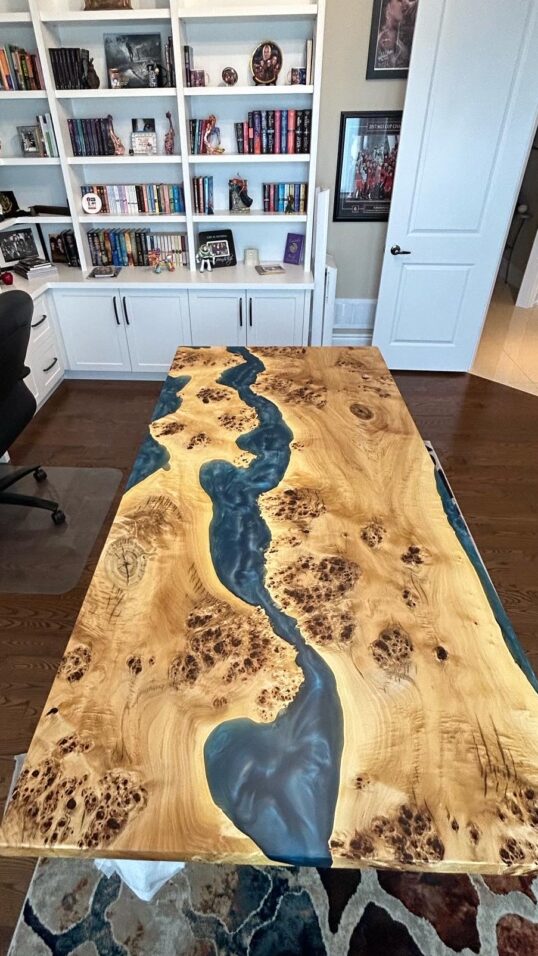 Mappa burl epoxy river table