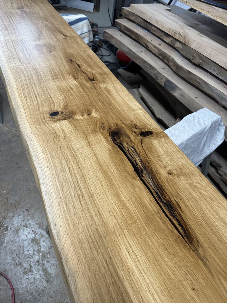 Live edge white oak bar top