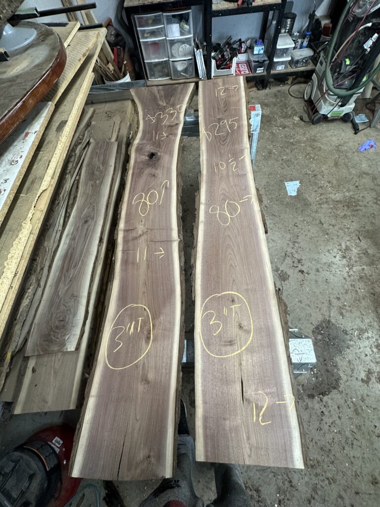 Thick 3"+ live edge black walnut slabs