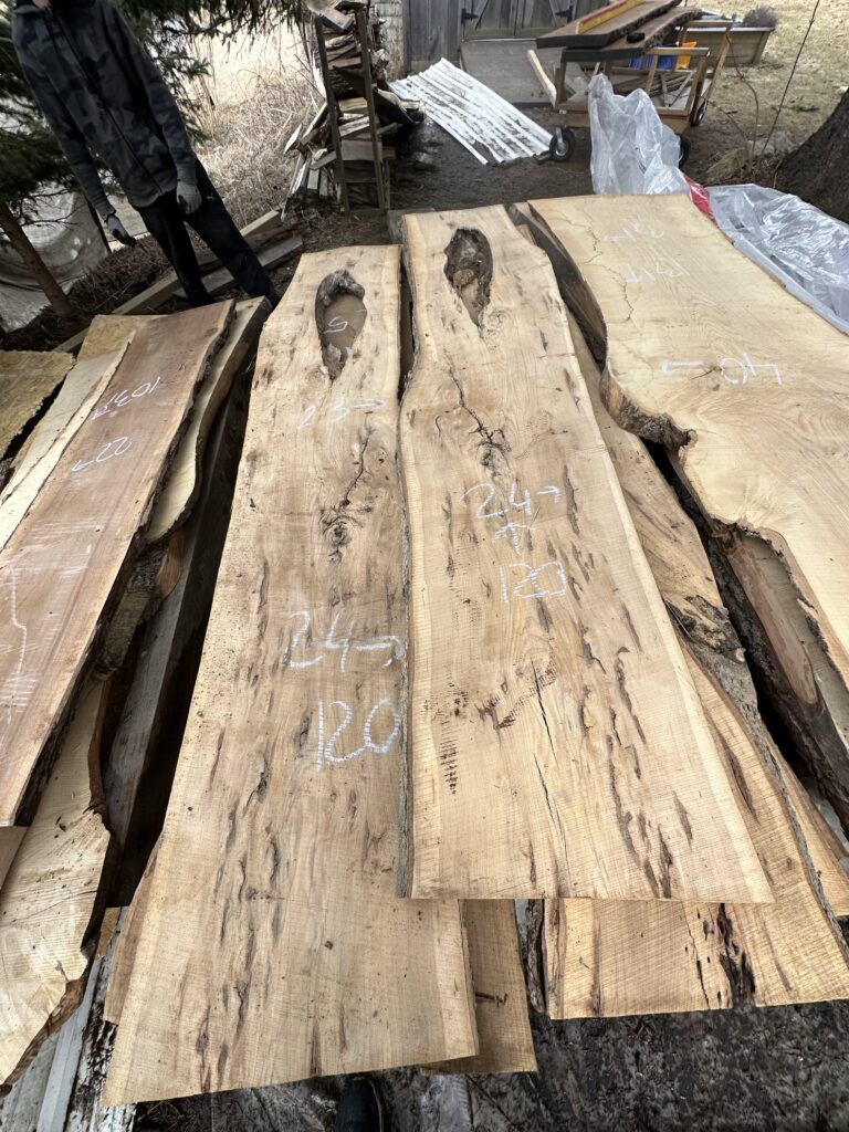 Live Edge Hickory slab with hole